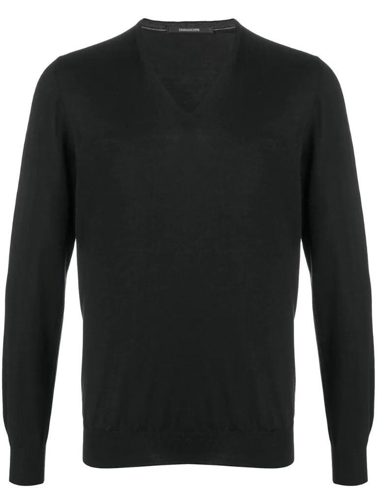wool-silk V-neck jumper