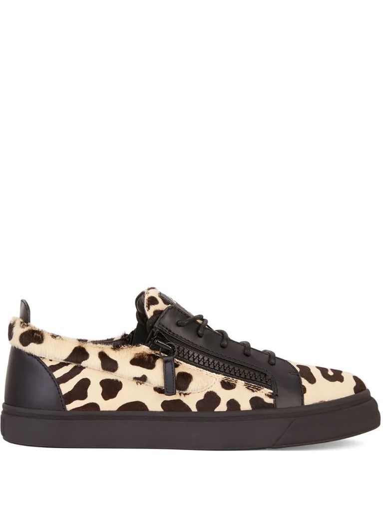 leopard print lace-up sneakers