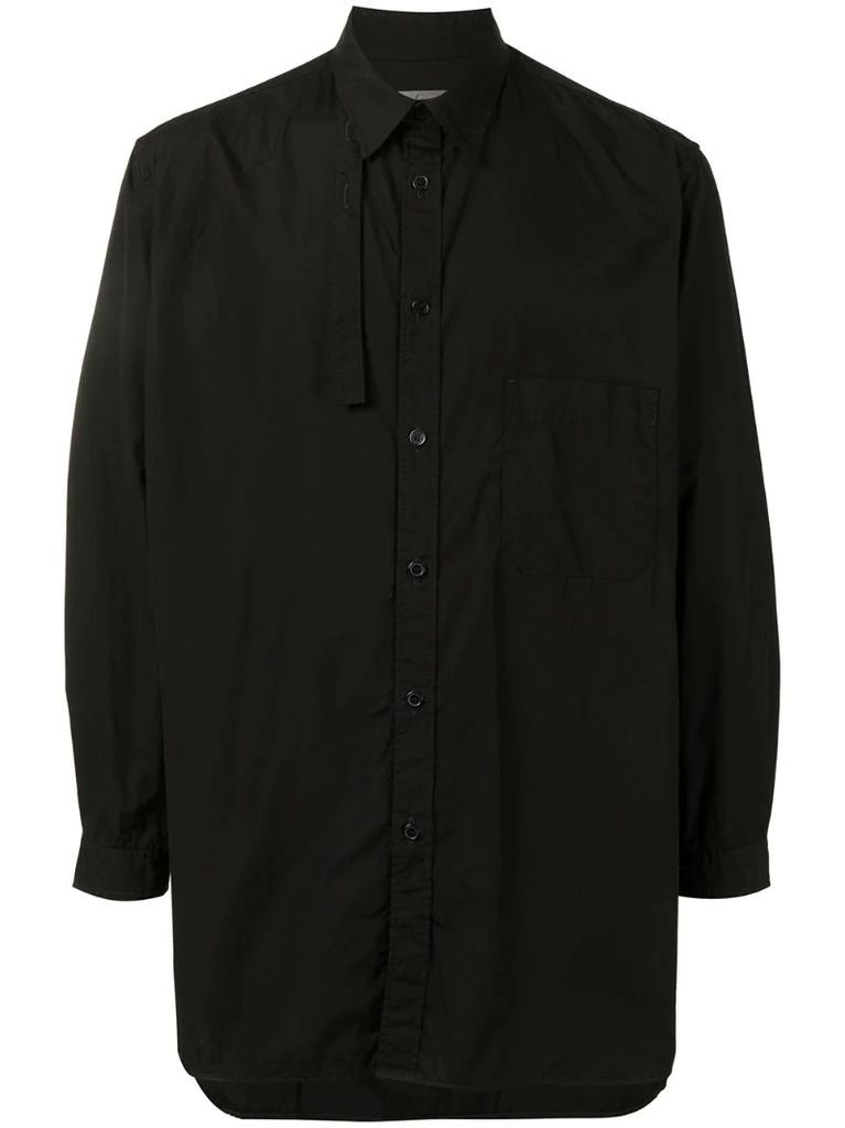 tie-neck long-sleeved shirt