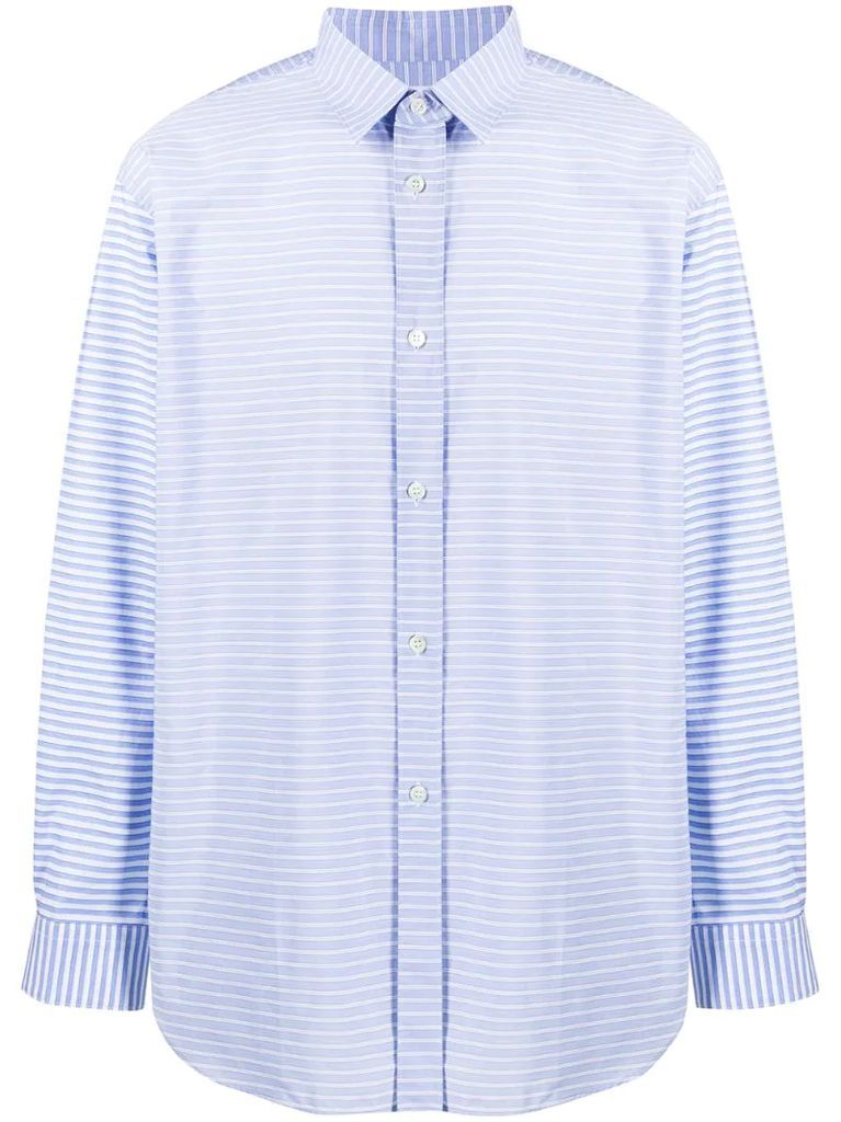horizontal-stripe patch pocket shirt