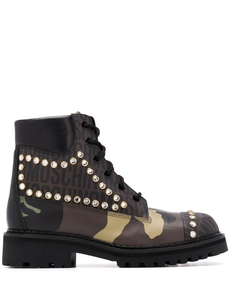 studded camouflage boots