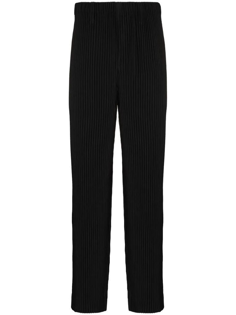 plissé straight-leg trousers