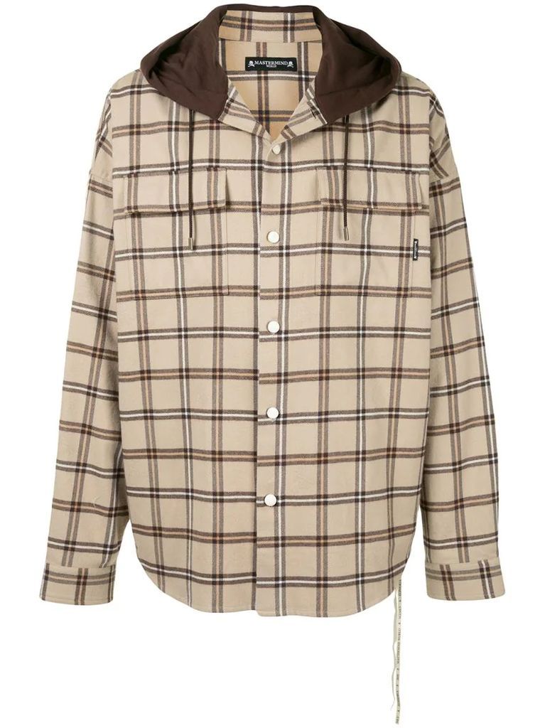 hooded checked cotton shirt