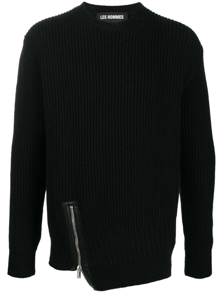 ribbed knit asymmetric jumper