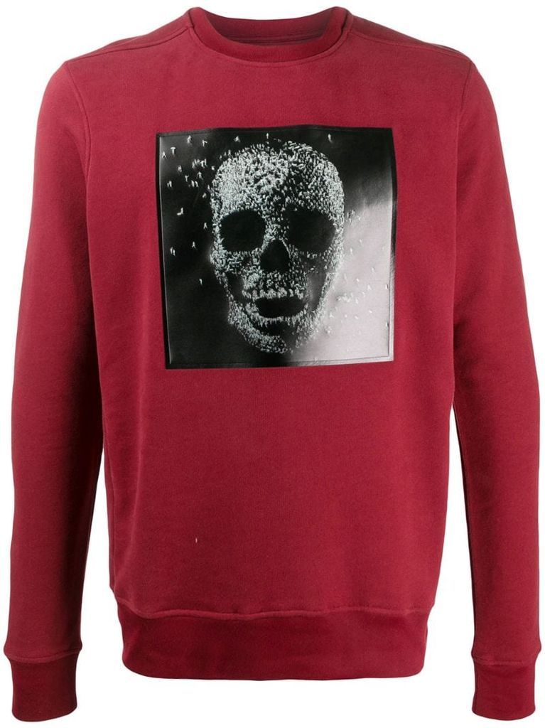 skull print crew neck sweatshirt