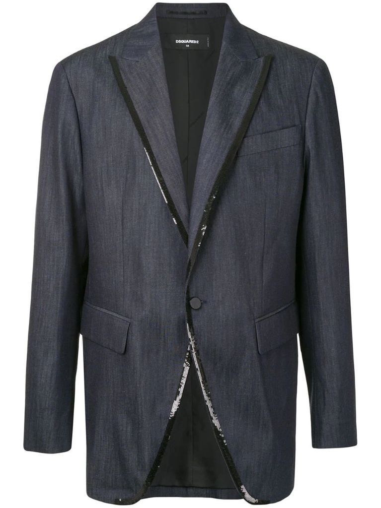 single-breasted blazer with sequin edging