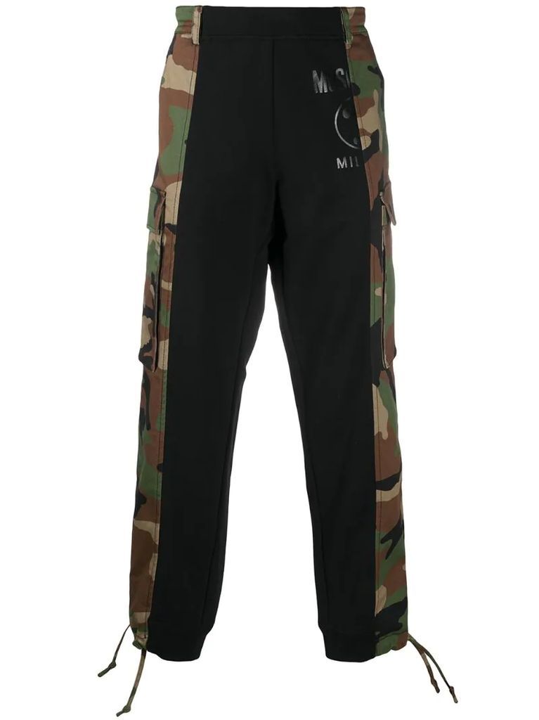 camouflage panel track pants