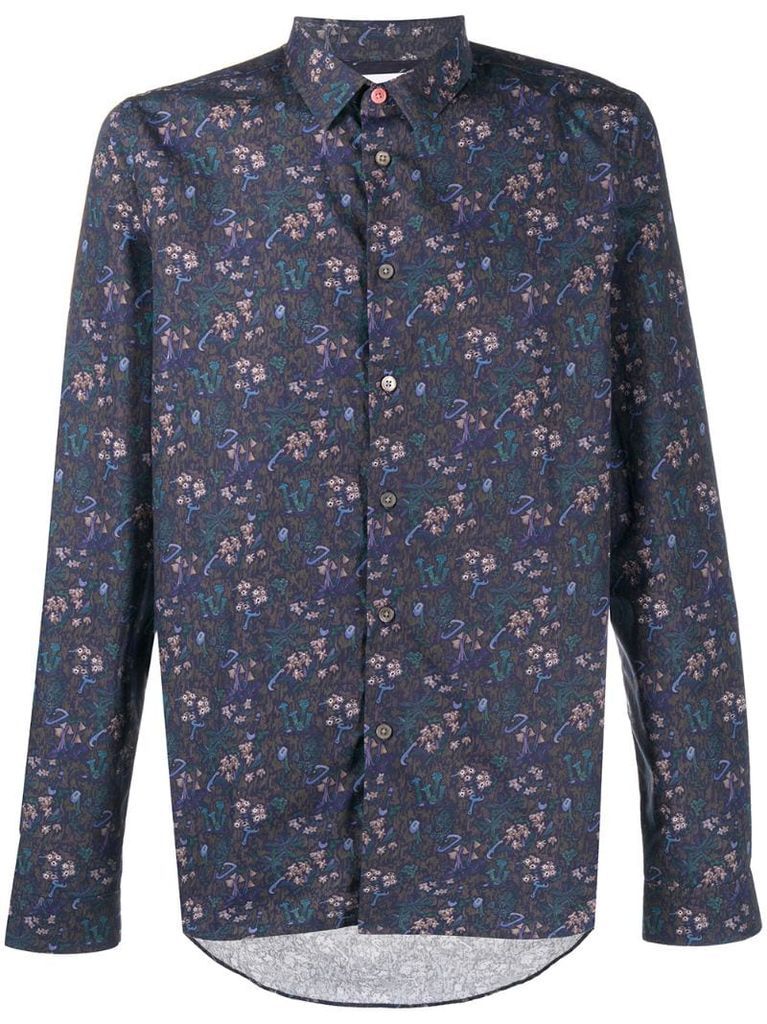 floral-print long-sleeved shirt