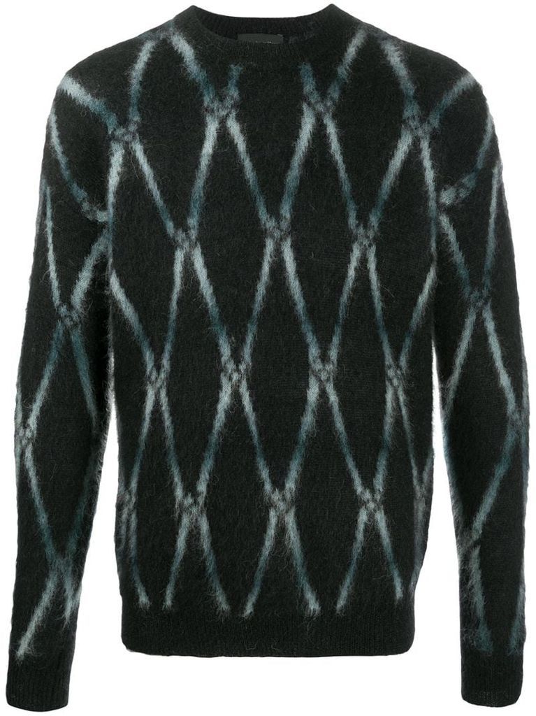 long sleeve argyle knit jumper