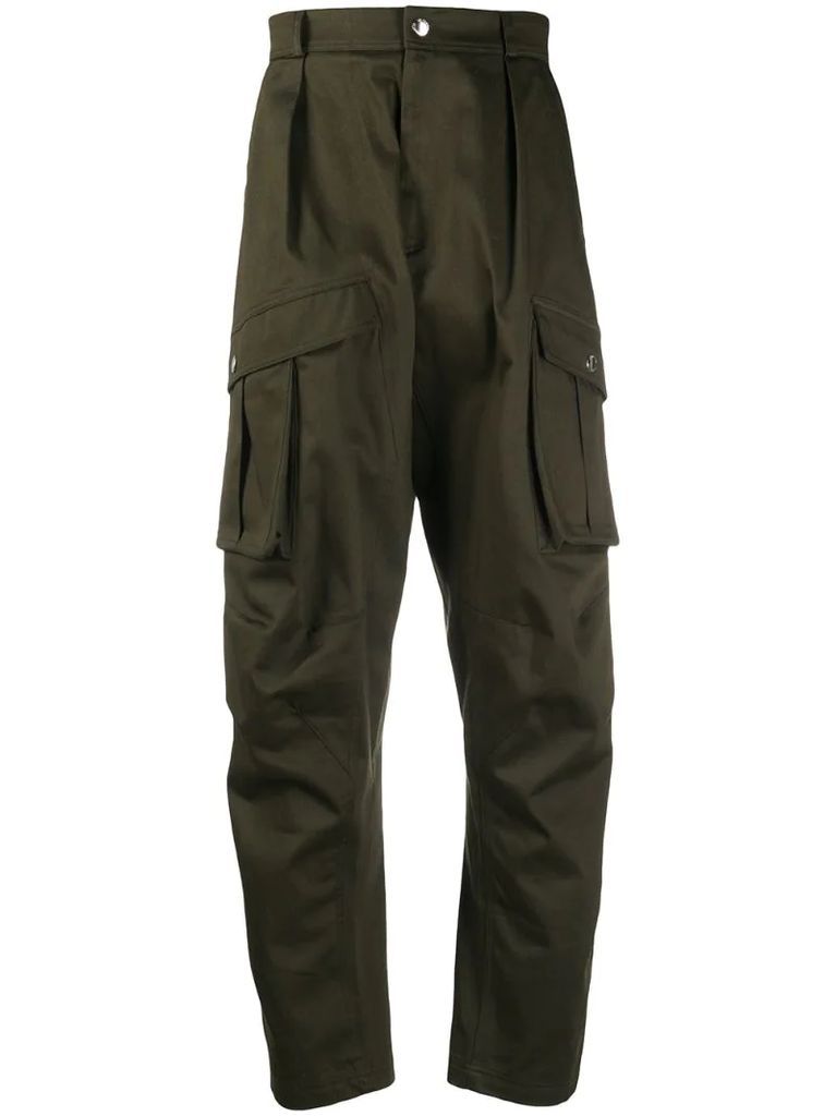 draped cargo trousers