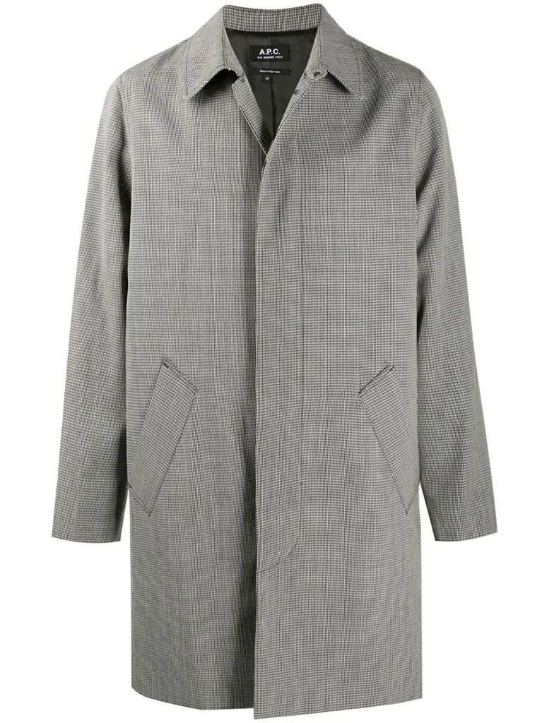 New England houndstooth trench coat