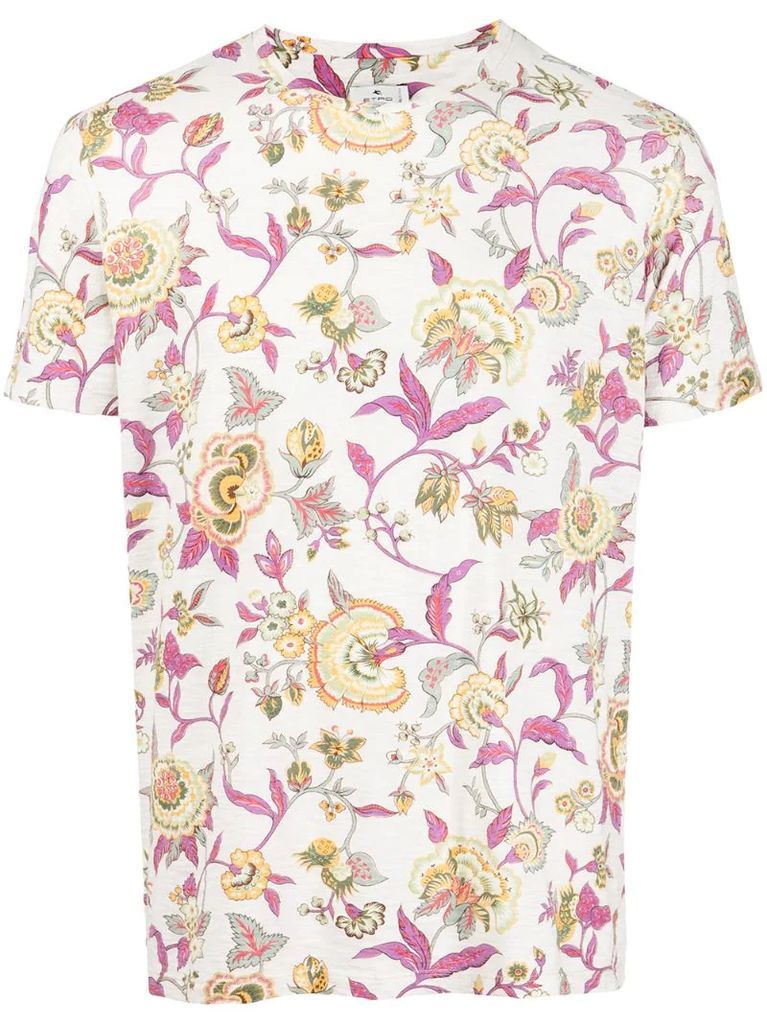 floral-print cotton T-shirt