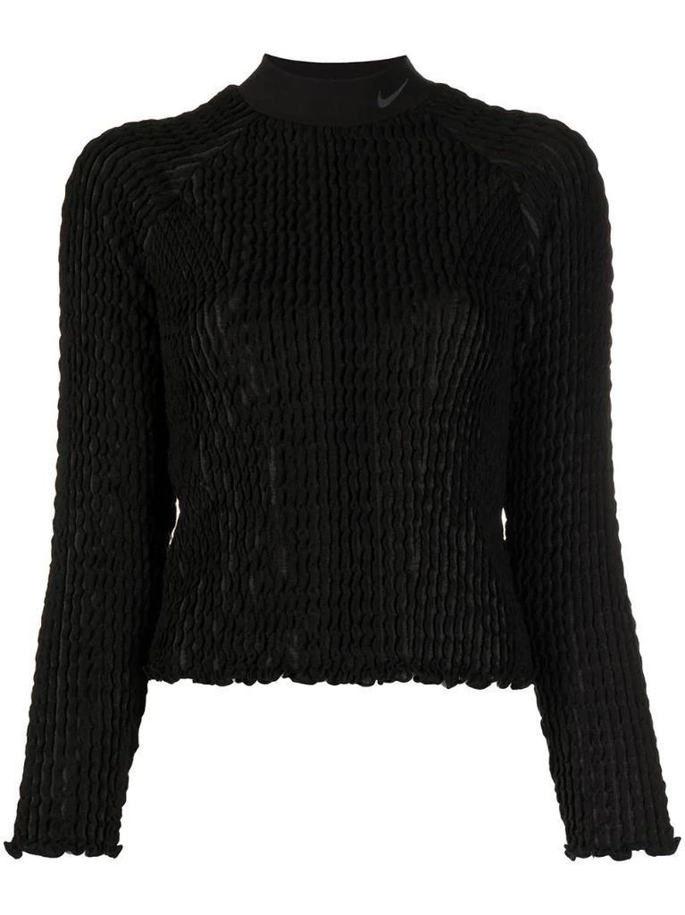 textured-finish long-sleeve top