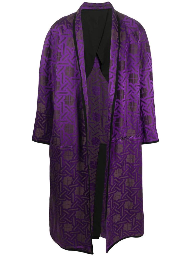 geometric-print silk coat