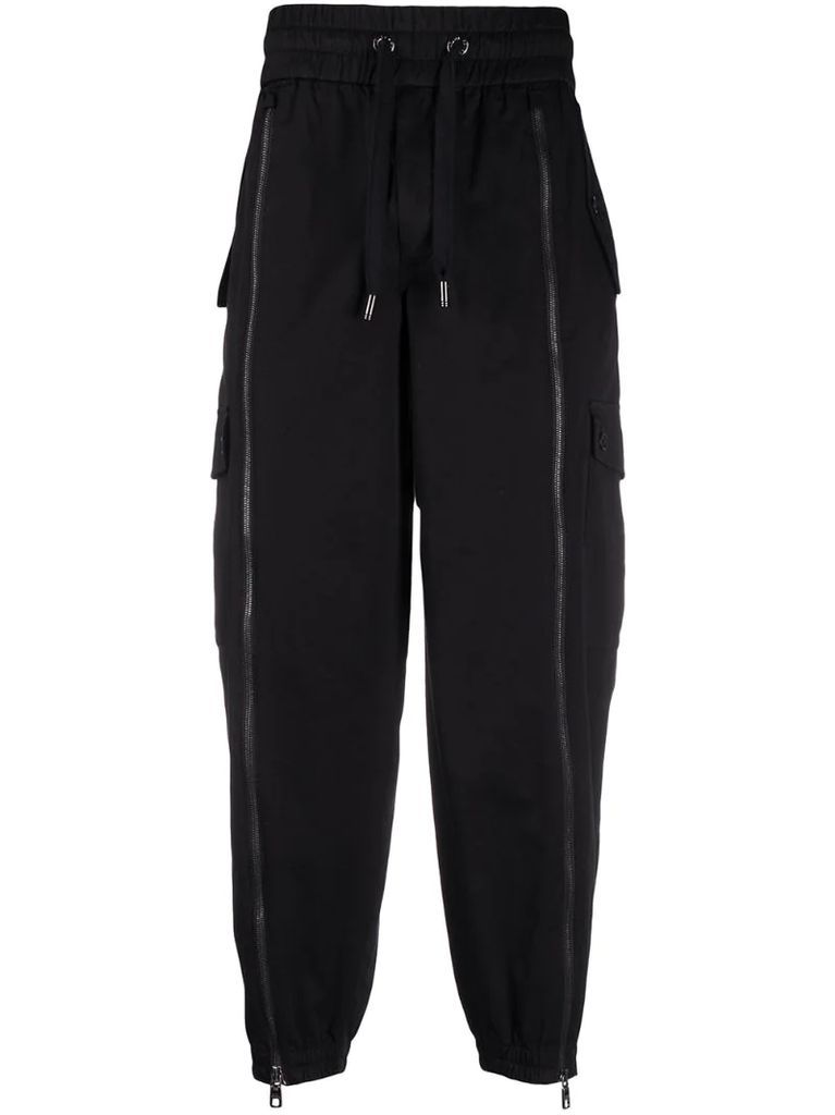 zipped tapered track pants