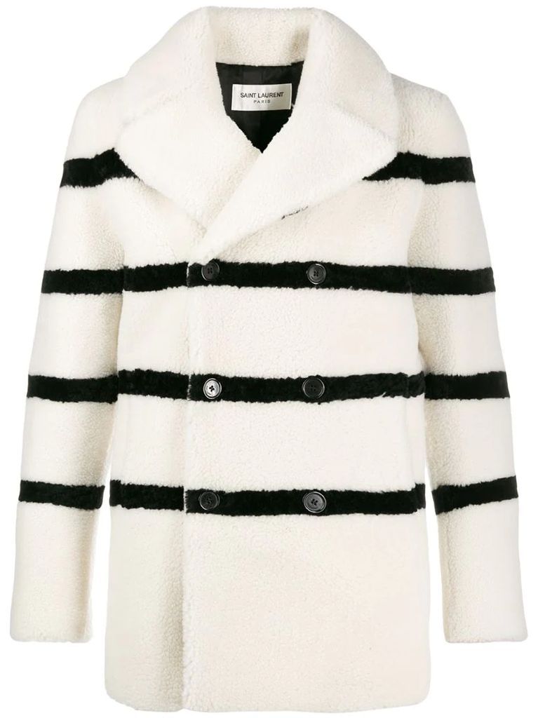 striped shearling coat