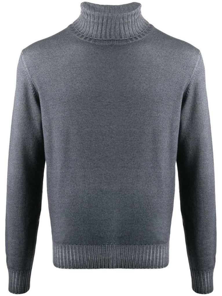 ribbed knit roll-neck jumper