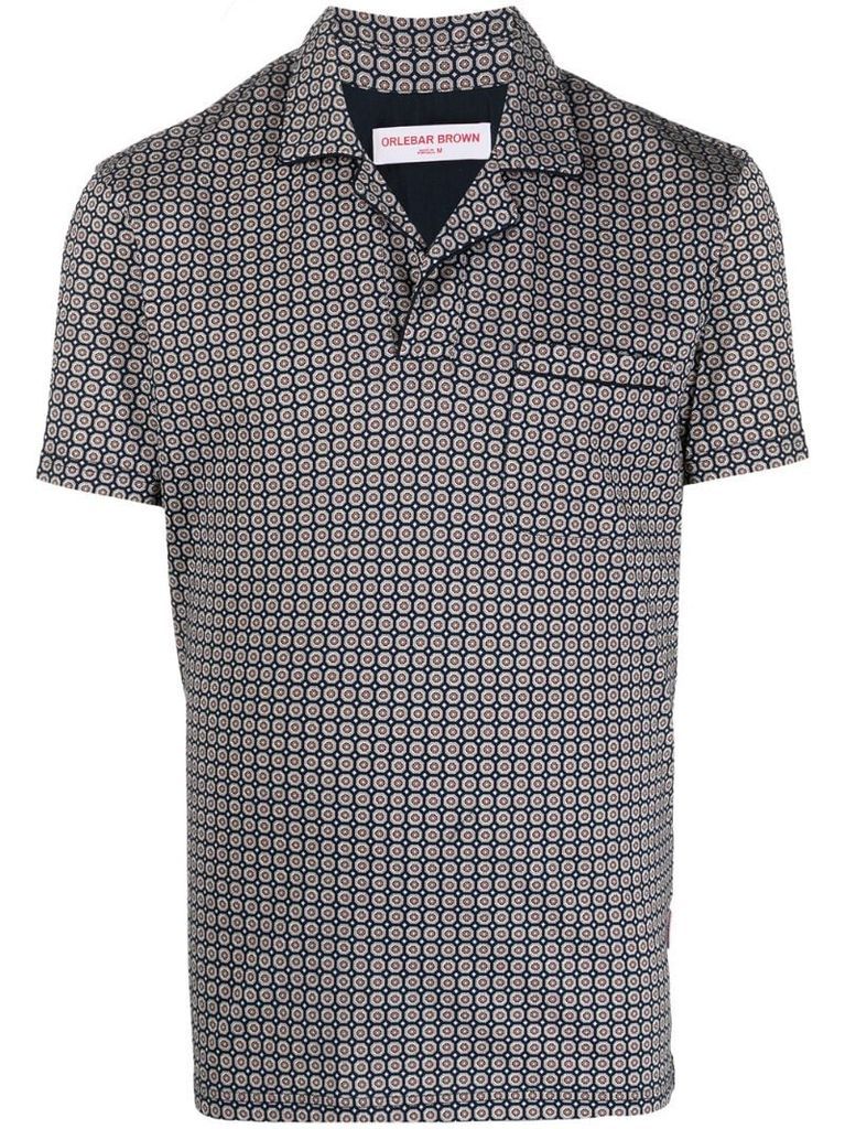 geometric-print short-sleeved polo shirt