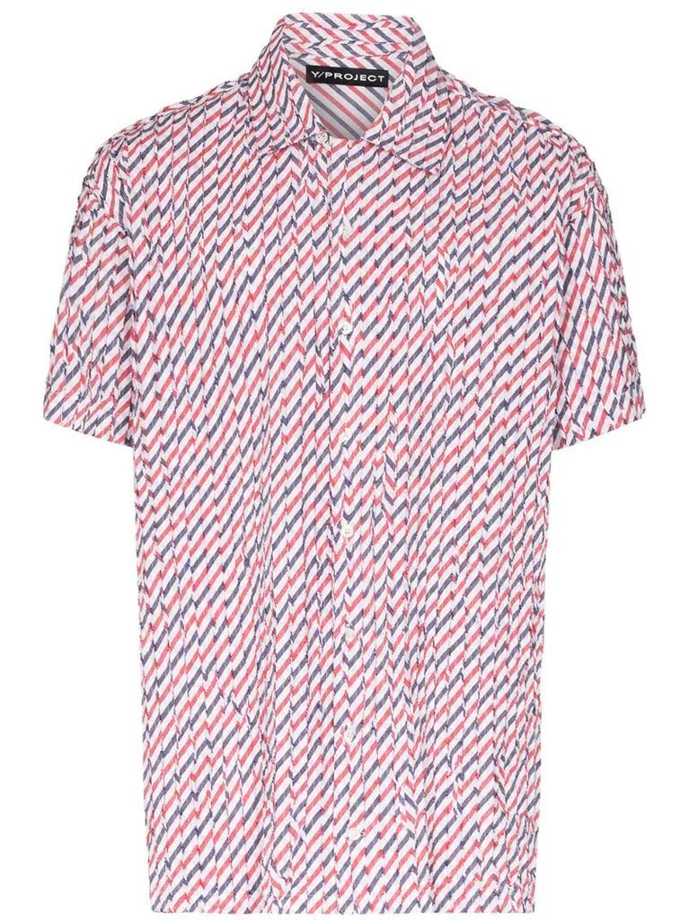 slash-trim striped shirt