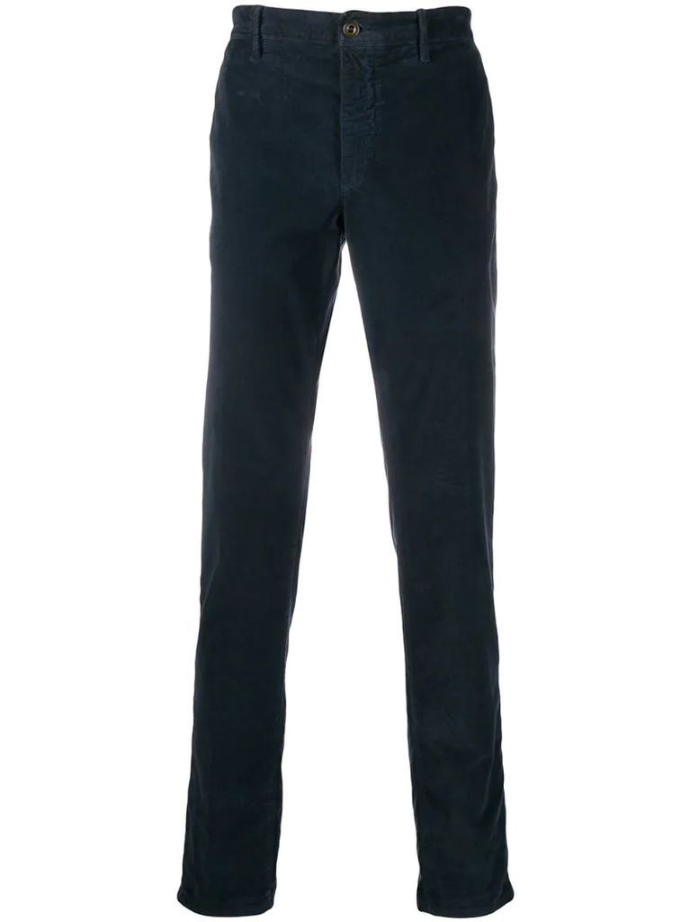 plain regular length trousers