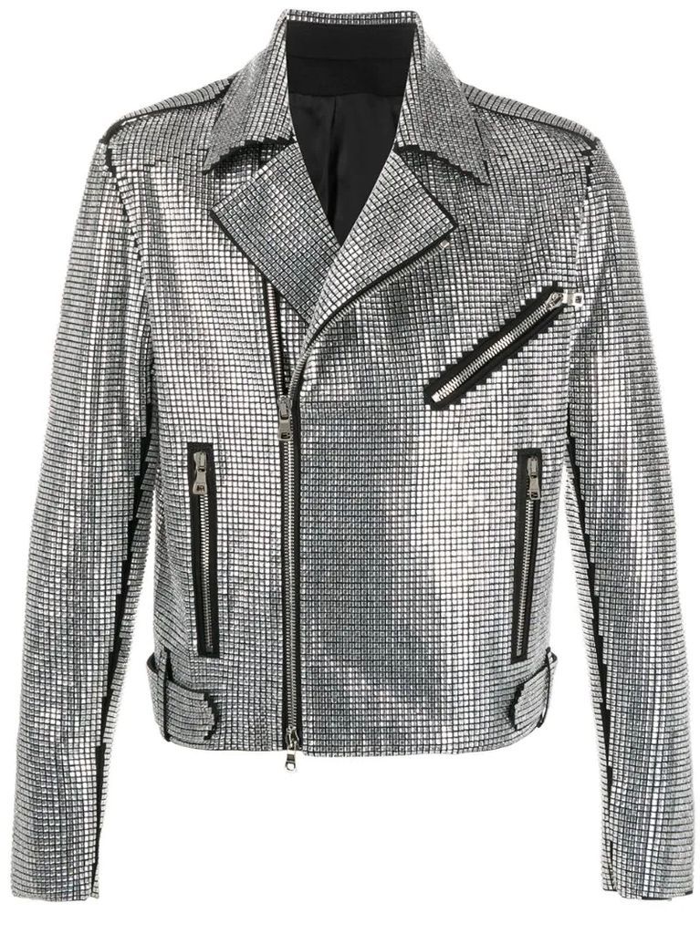 crystal-embellished biker jacket