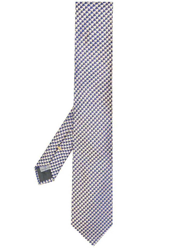 triangle print silk tie