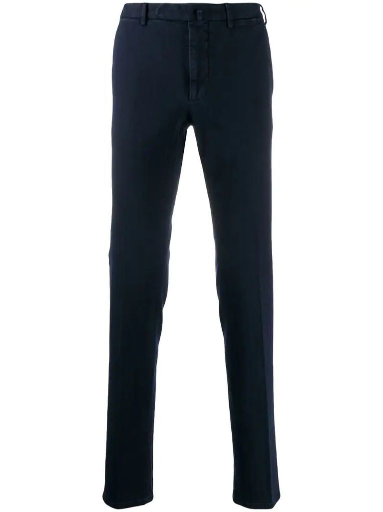 cotton-blend straight-leg trousers