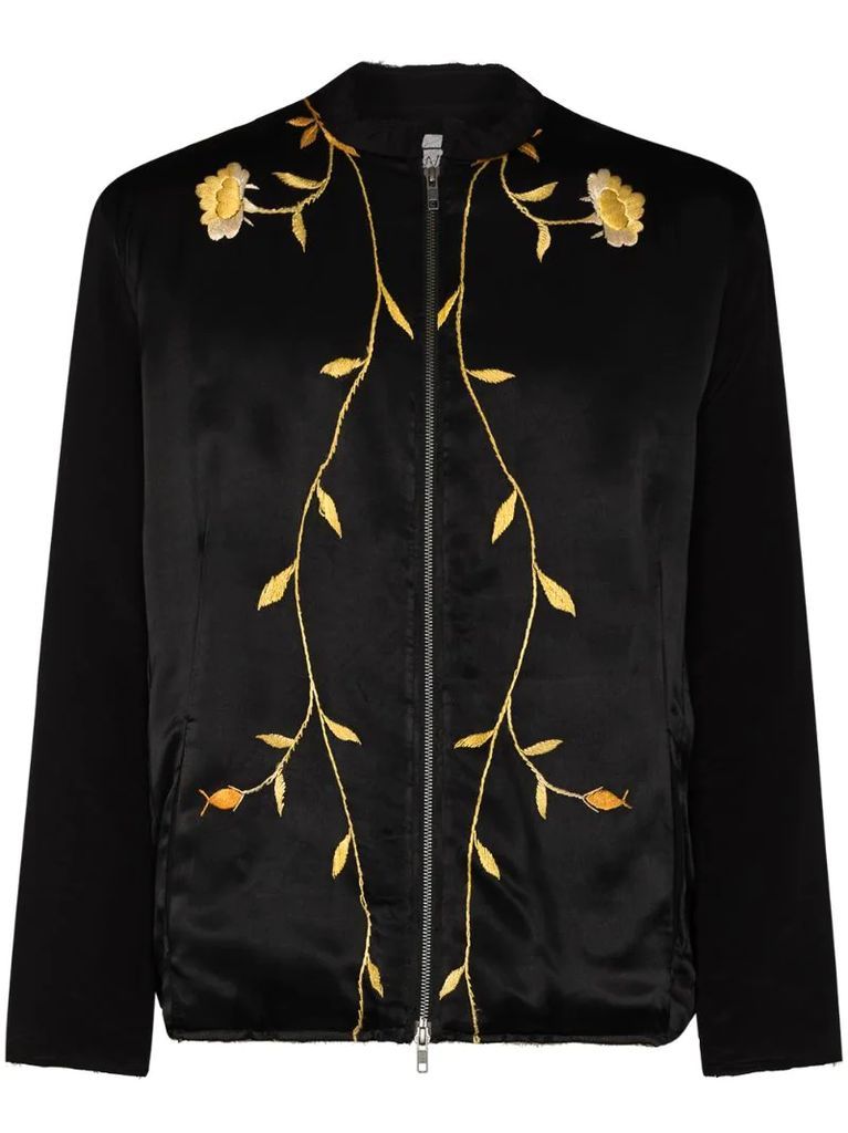 floral embroidered bomber jacket