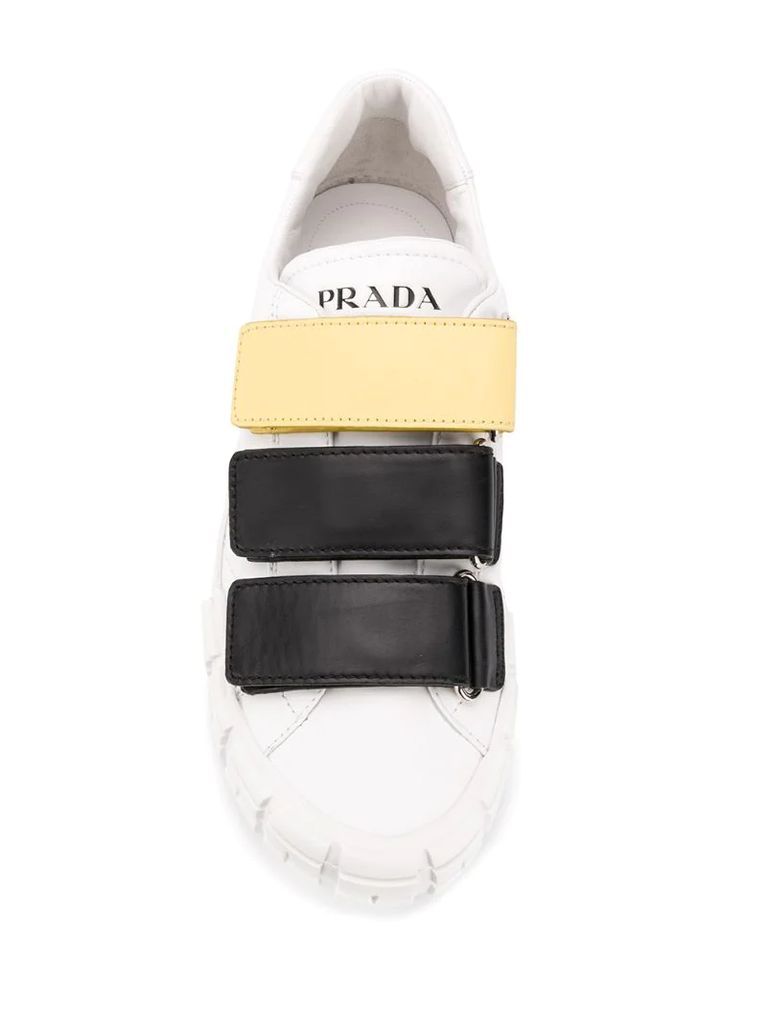 touch strap leather sneakers