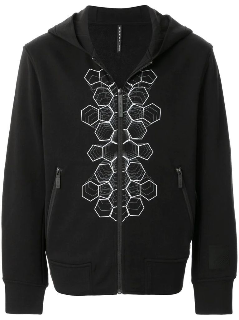 graphic print zip-up hoodie