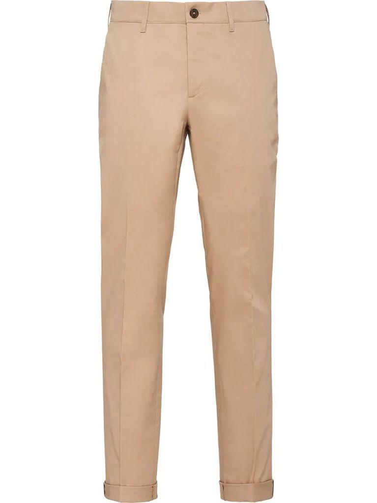 pleated detail slim-fit trousers