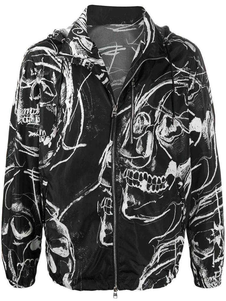 skull-print zip up jacket