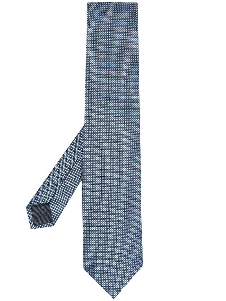 geometric pattern silk tie