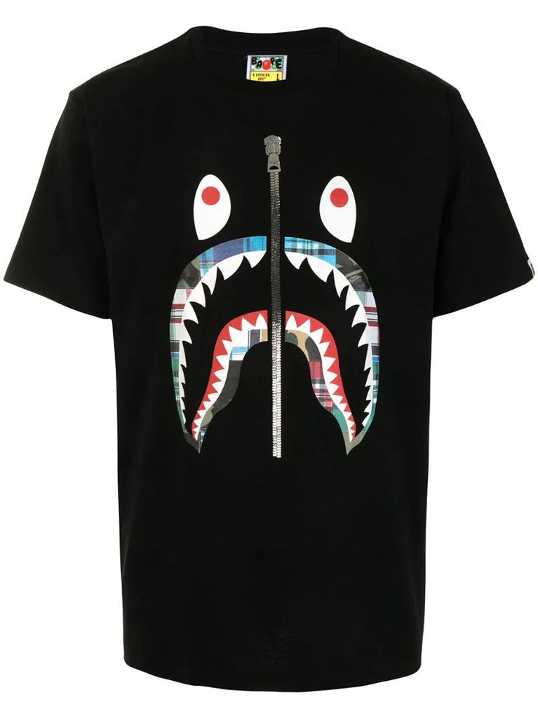 Patchwork shark-print cotton T-shirt