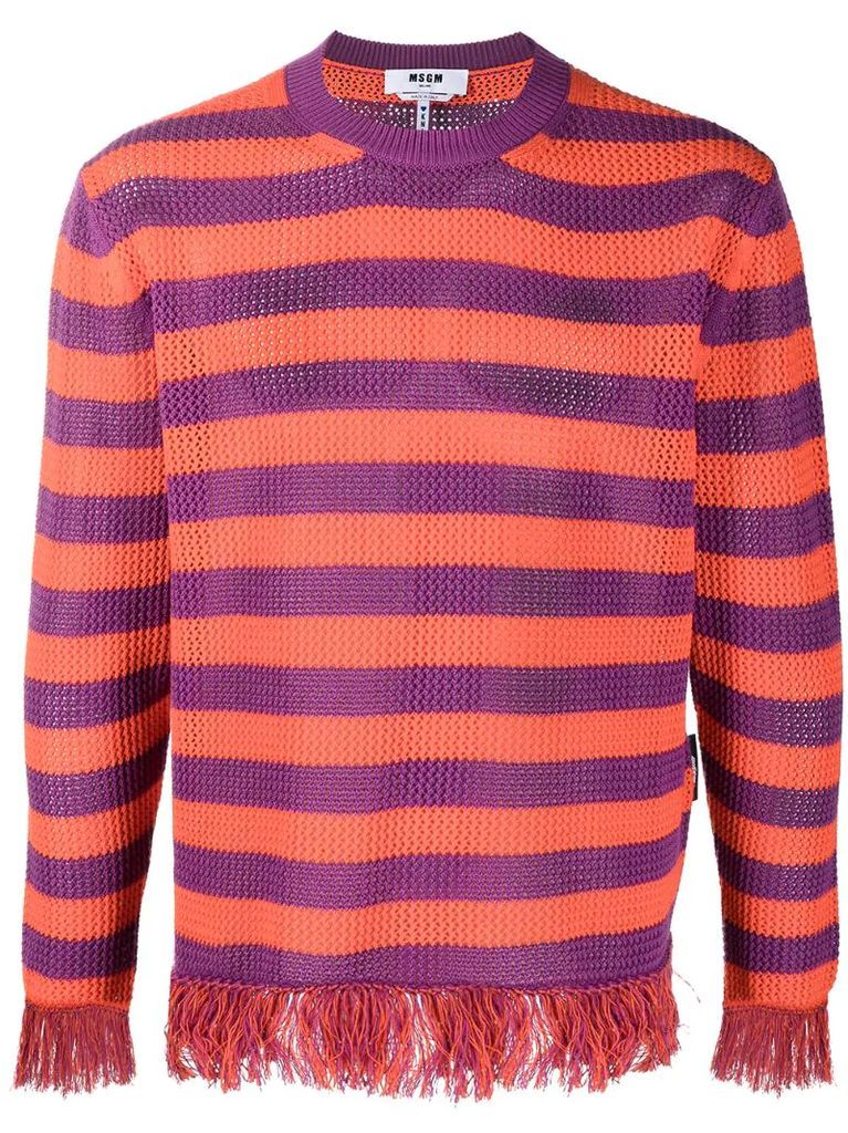 fringed striped jumper