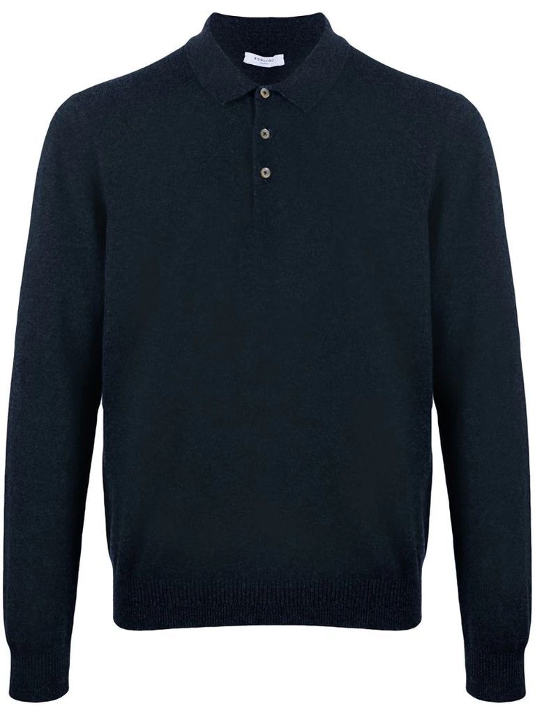 long-sleeved cashmere polo shirt