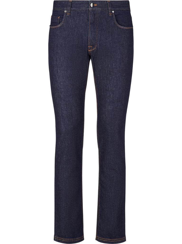 patterned-pocket slim-fit jeans