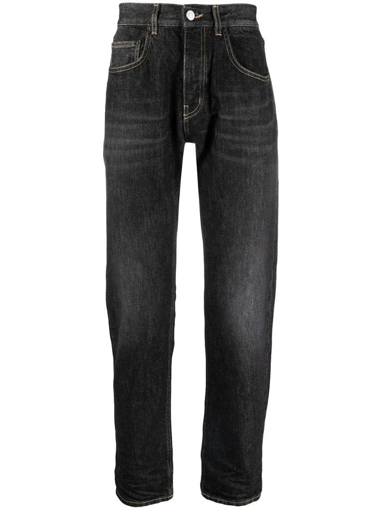 tapered straight-leg jeans