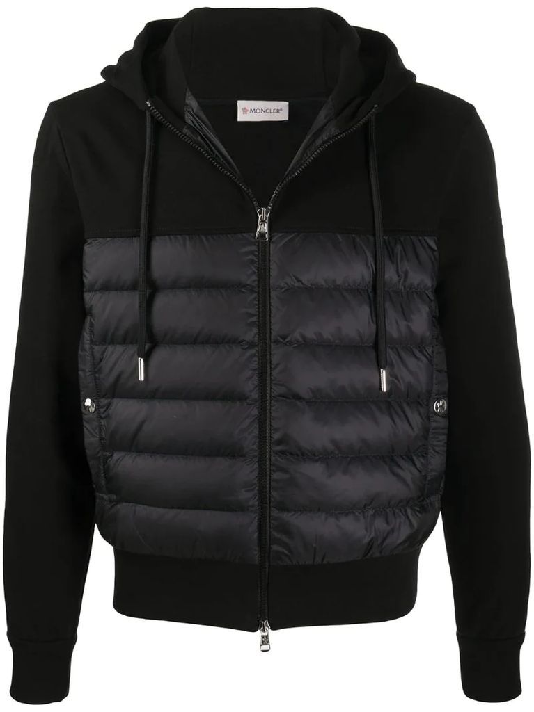 cotton hooded jacket with feather-down padding