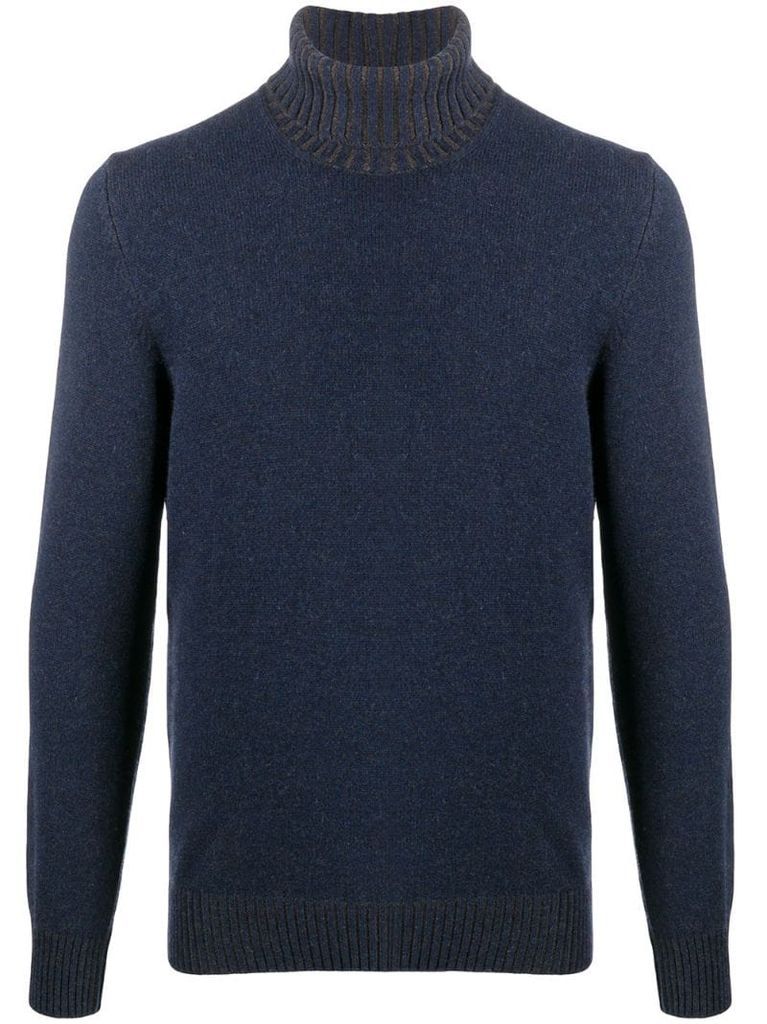 two-tone roll-neck sweater