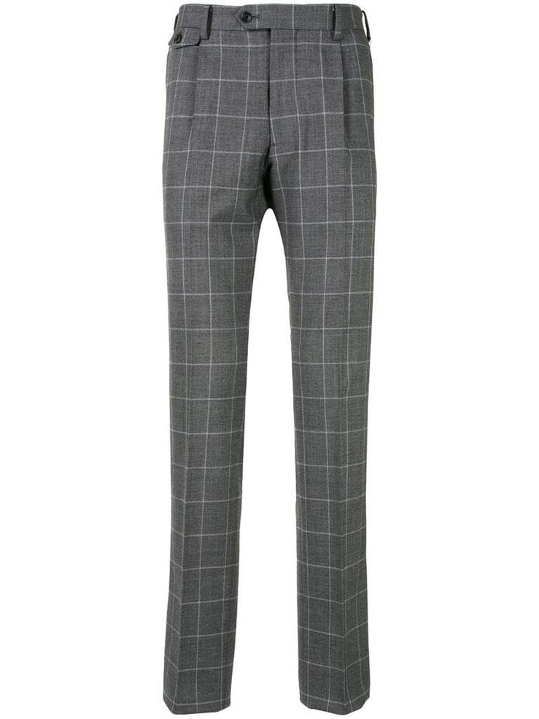 tailored check trousers