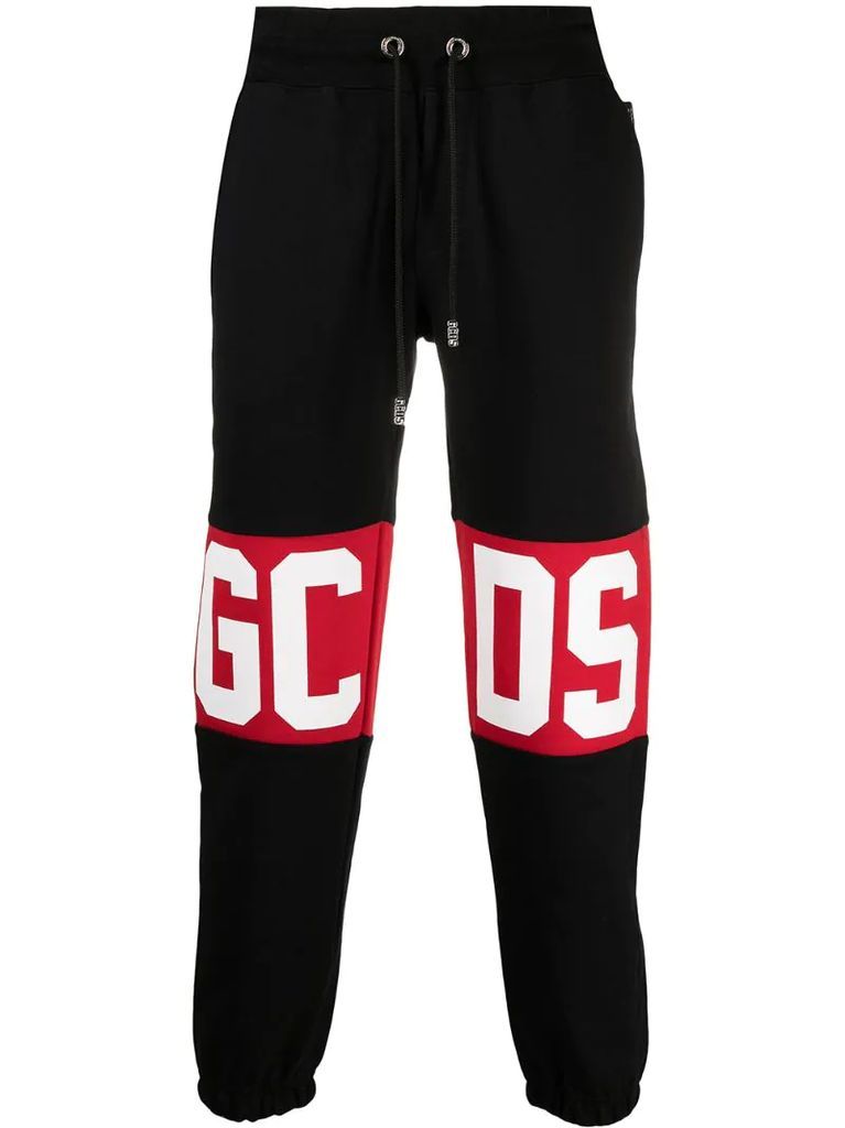 mid-rise logo-print cropped track pants