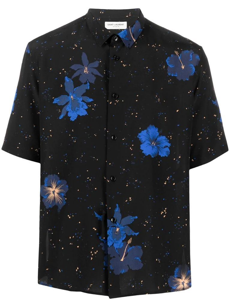 floral speckled shirt