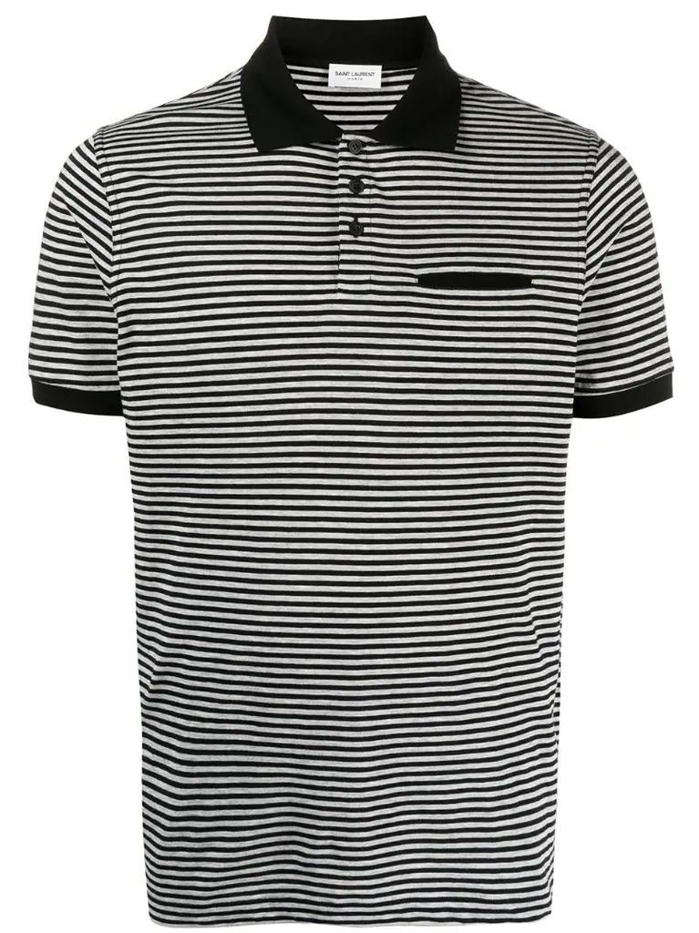 chest-pocket striped polo shirt
