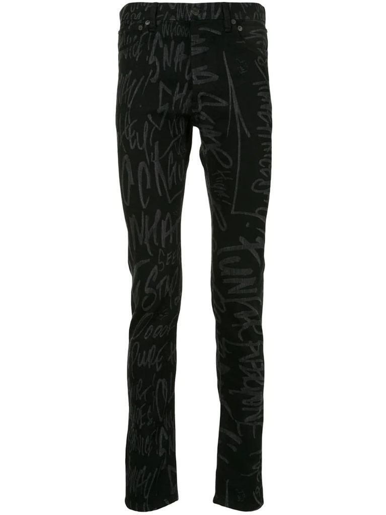 all-over print skinny trousers