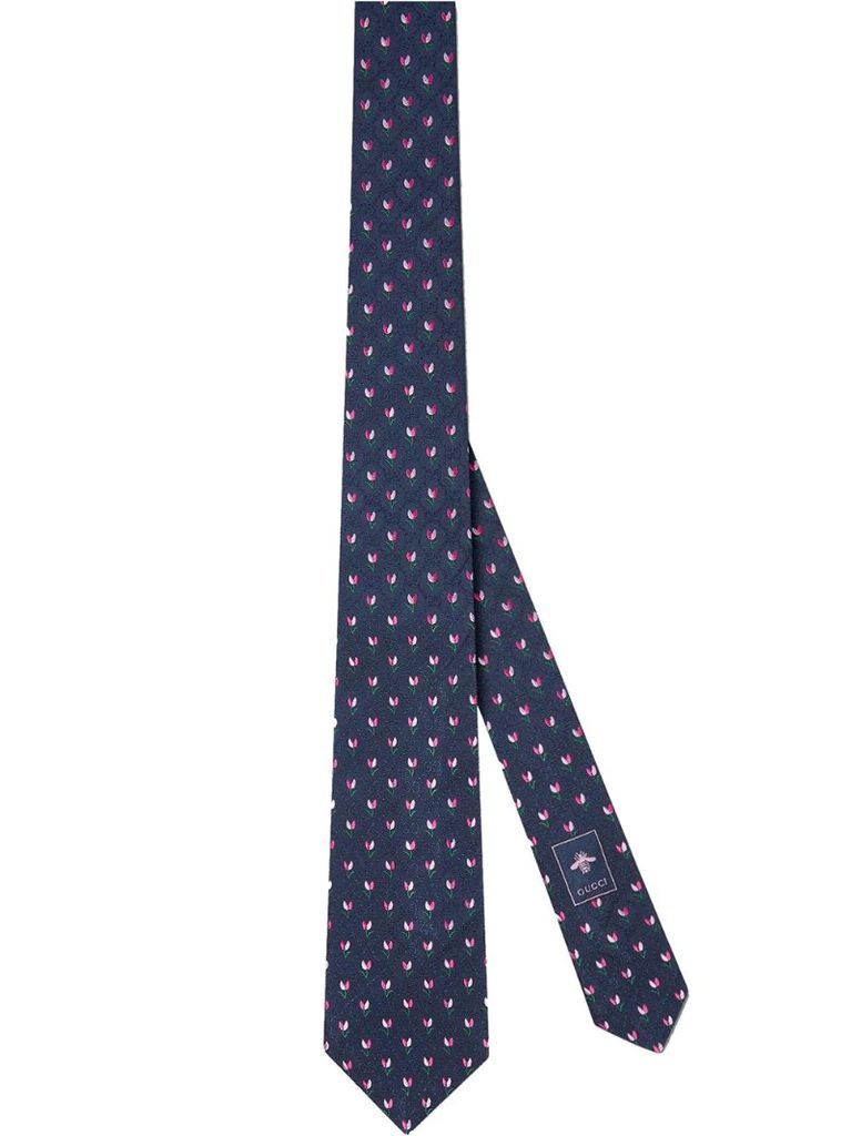 GG and flowers silk tie
