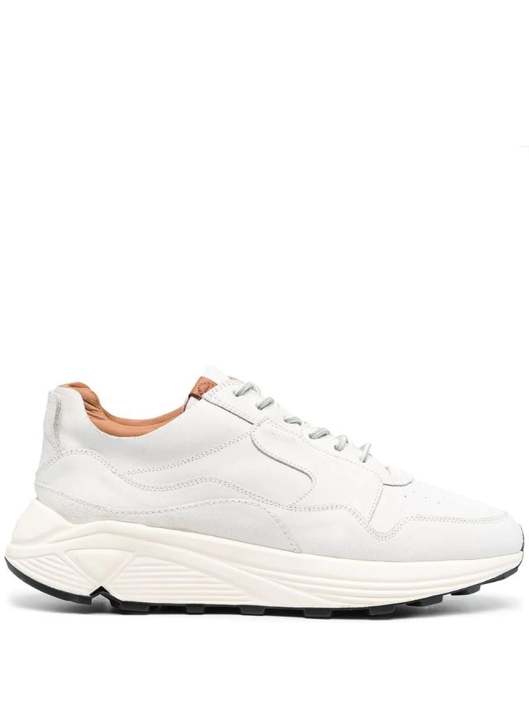 chunky-soled panelled tonal trainers