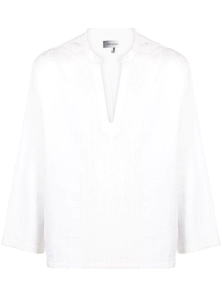 long-sleeve embroidered shirt