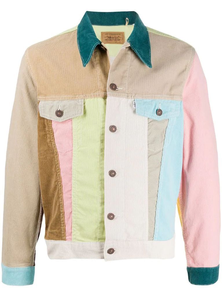 colour blocked corduroy jacket