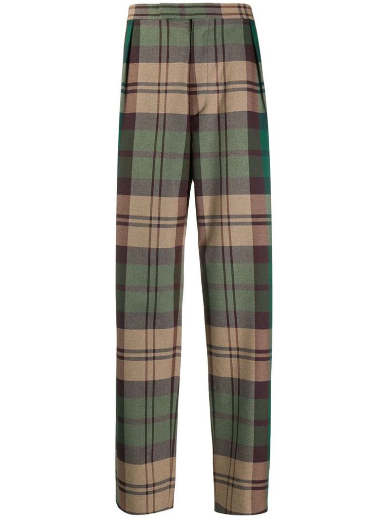 plaid print tailored trousers